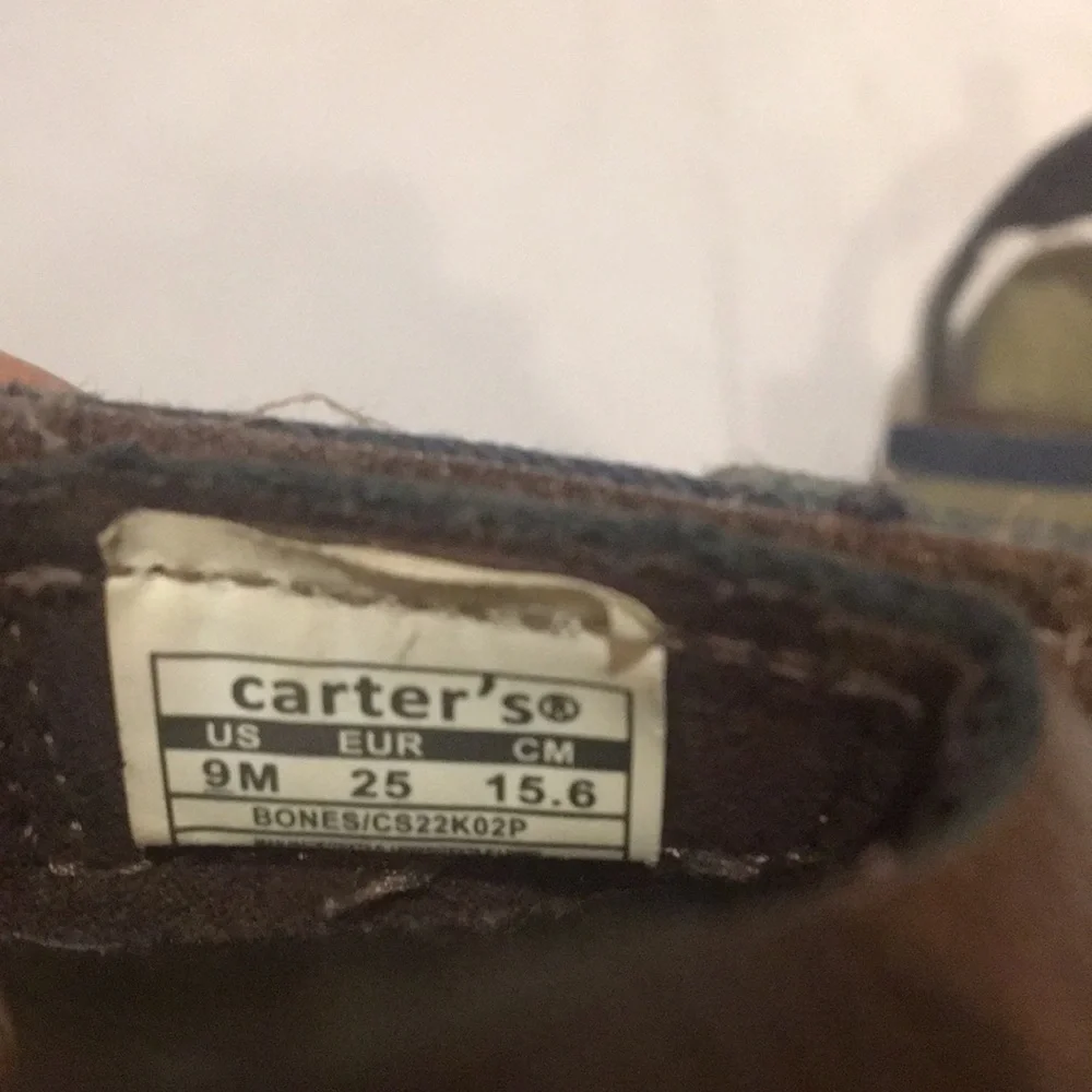 Carter's Kids cork sandals Adjustable blue beige Strap Brown size 9M